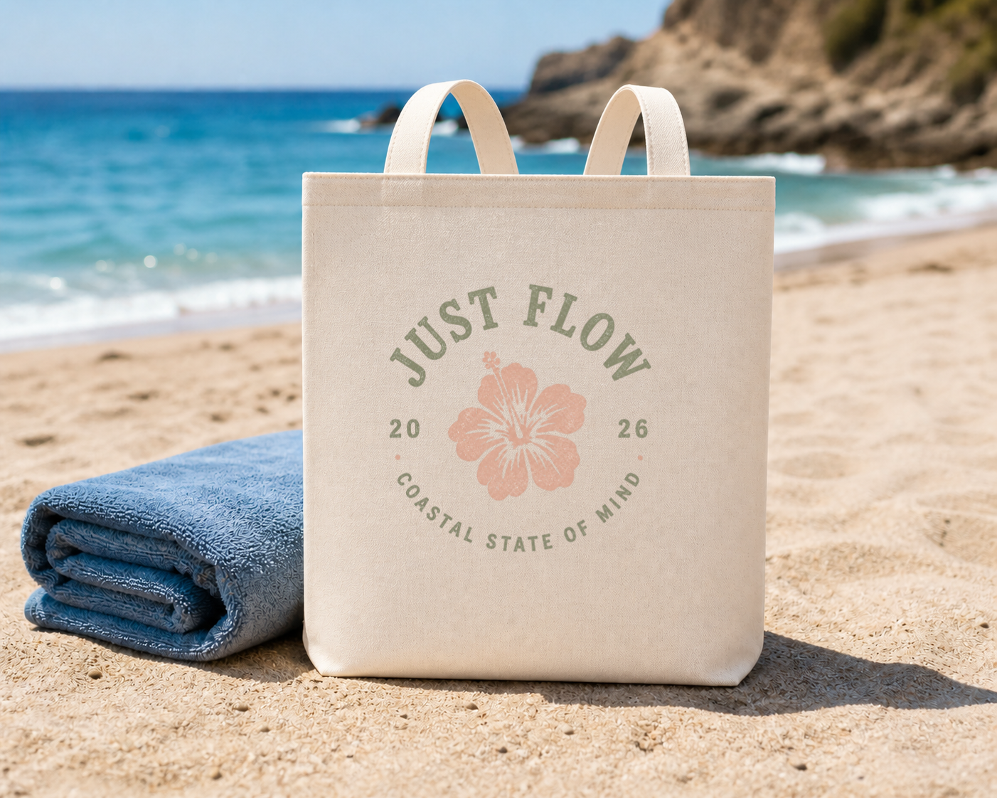 Hibiscus Badge Tote Bag lifestyle
