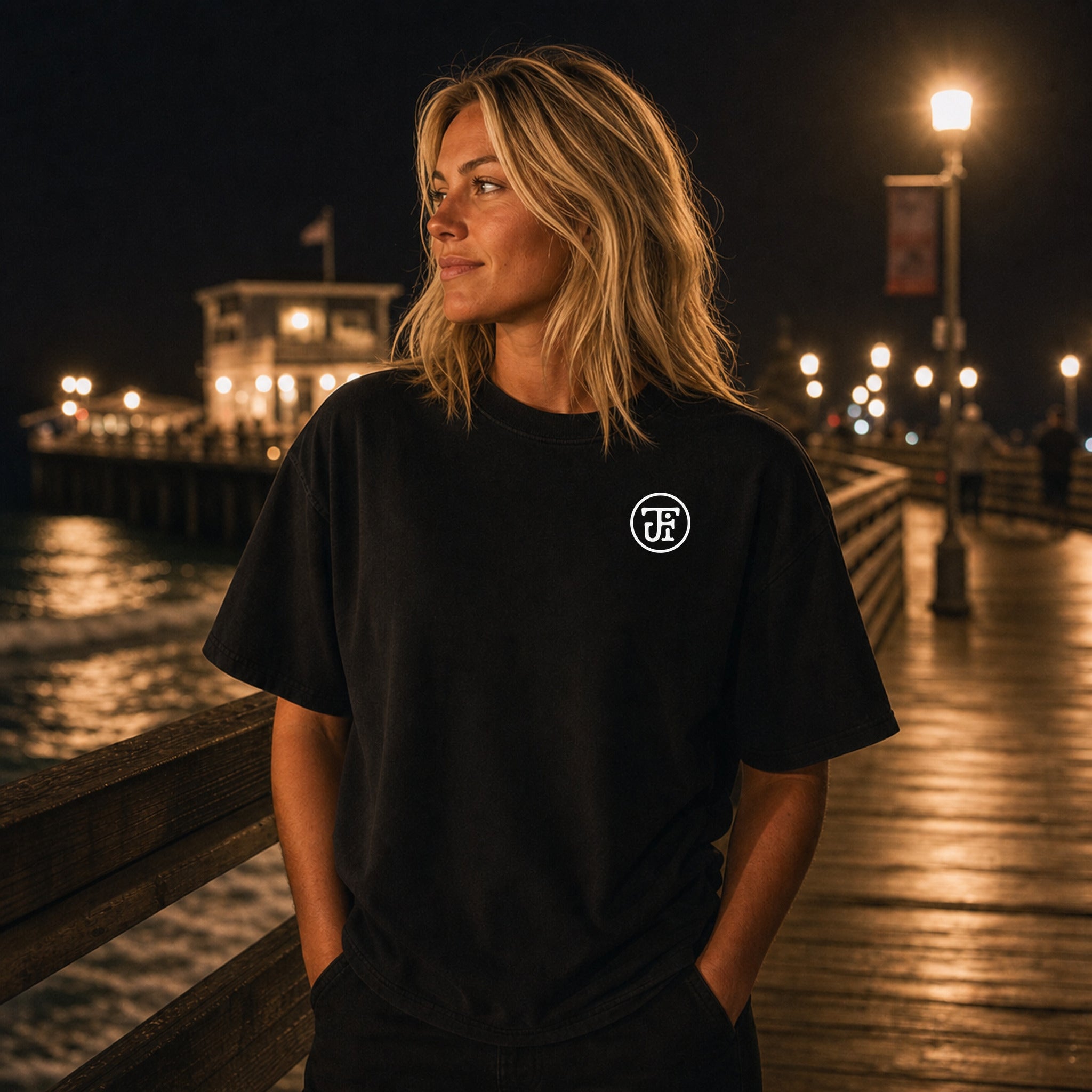 Just Flow Monogram Heavyweight Tee Black lifestyle hero
