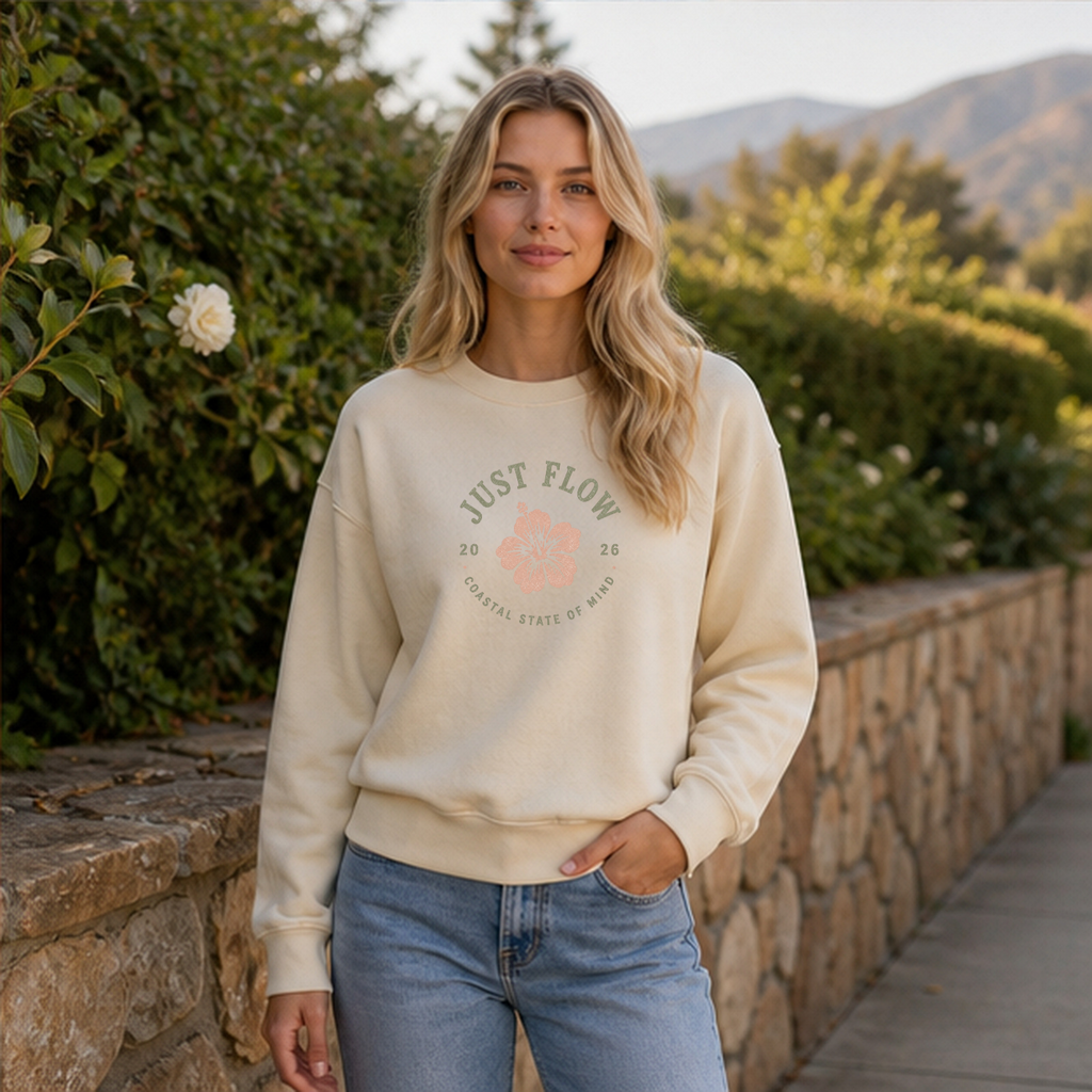 Hibiscus Badge Crew Sweatshirt - Women's lifestyle