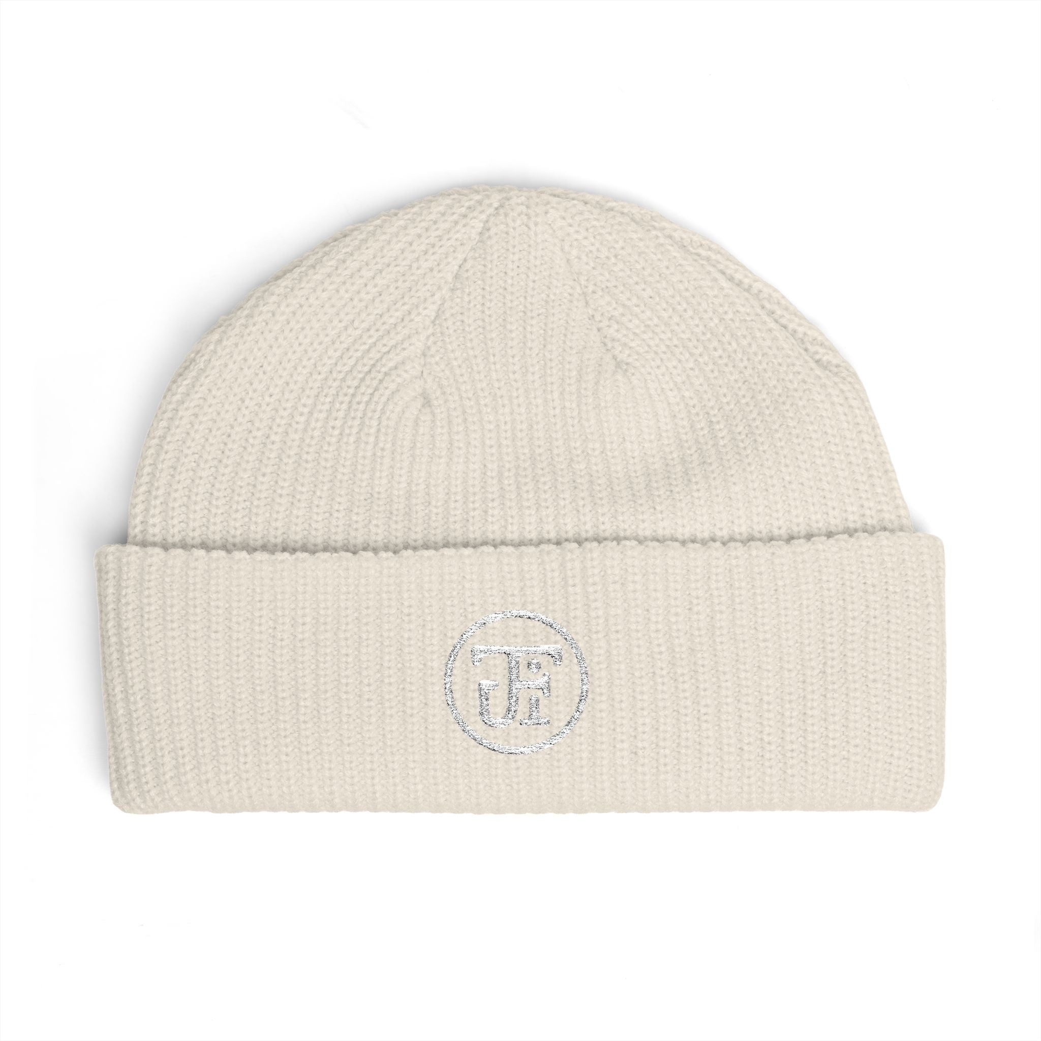 Embroidered Circle Monogram Cuff Beanie