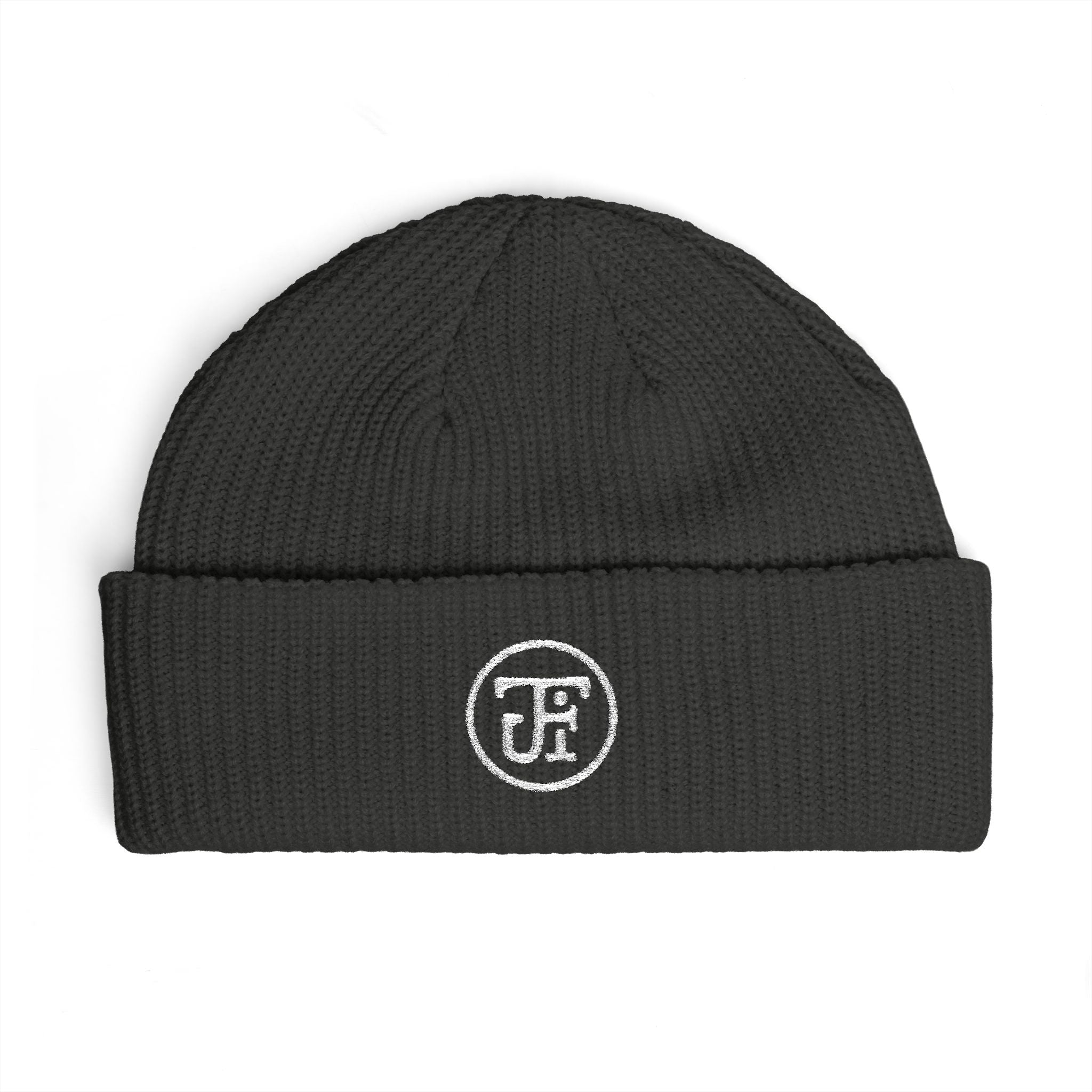 Embroidered Circle Monogram Cuff Beanie