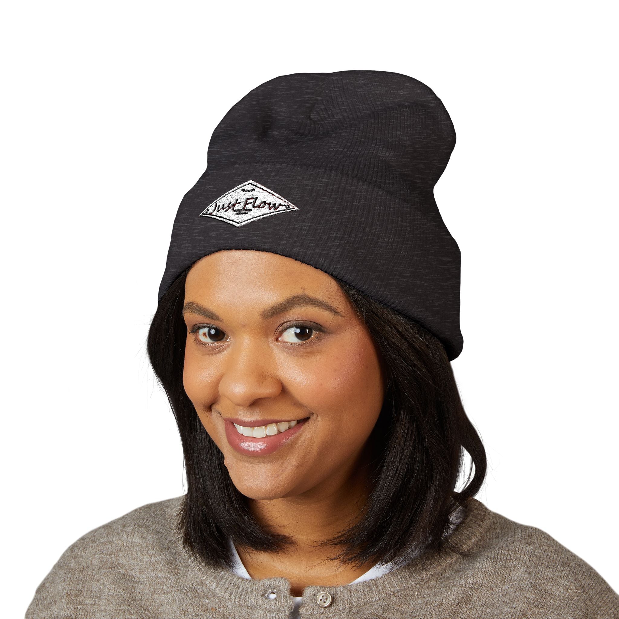 Embroidered Diamond Badge Beanie