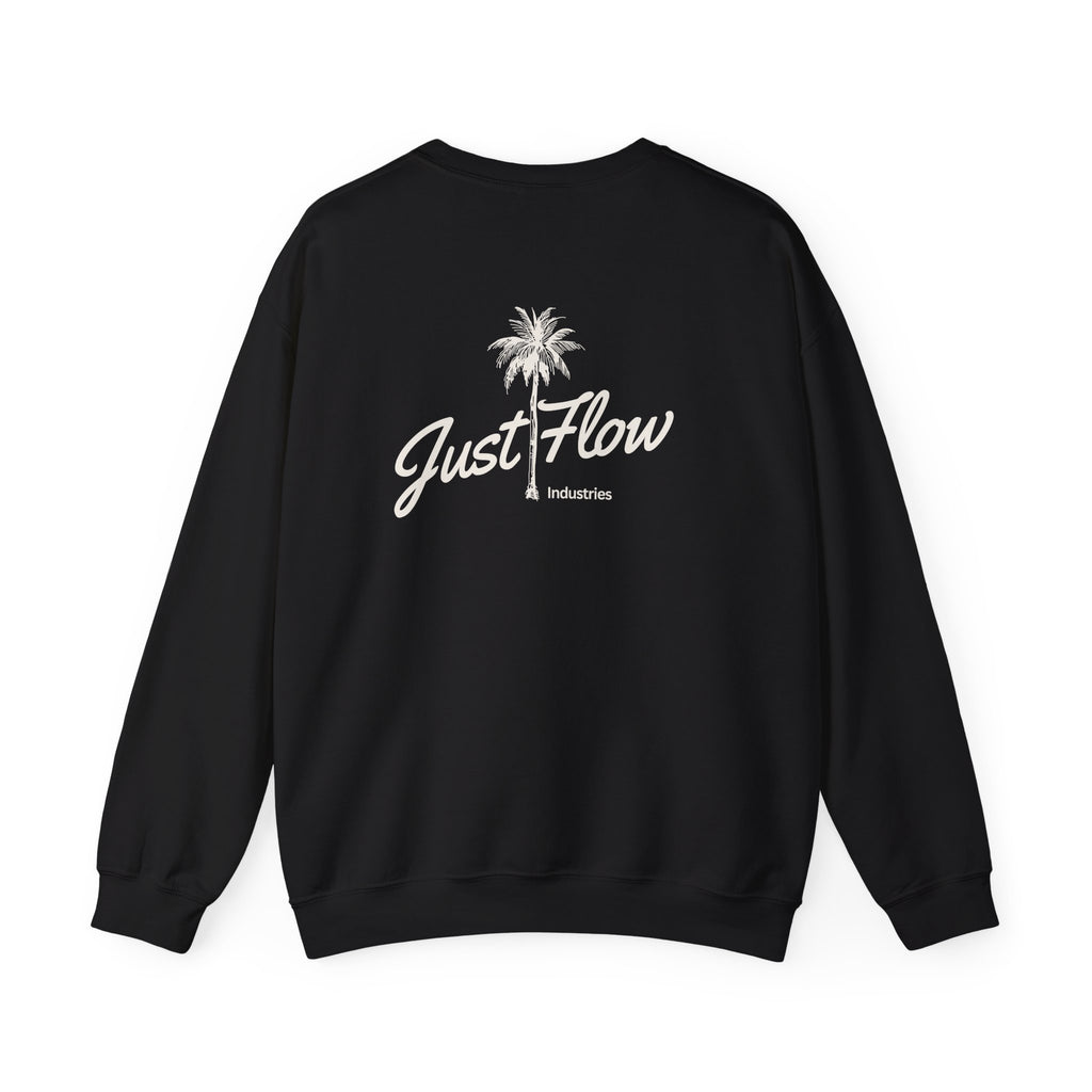 Palm Script Graphic Crew Sweatshirt — Black