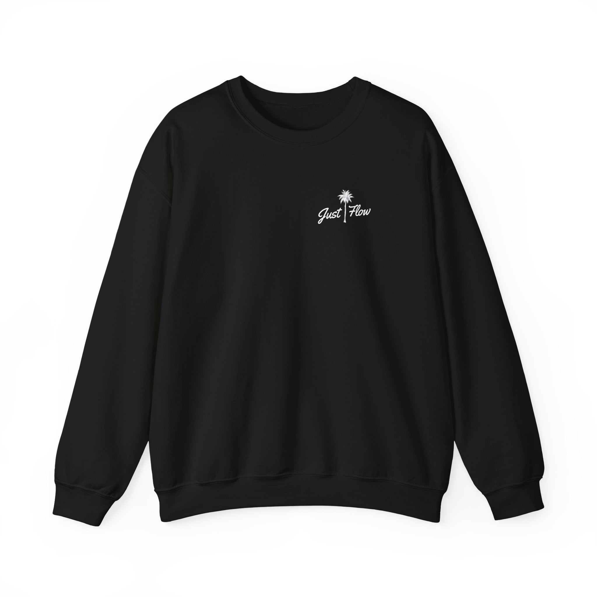 Palm Script Graphic Crew Sweatshirt — Black