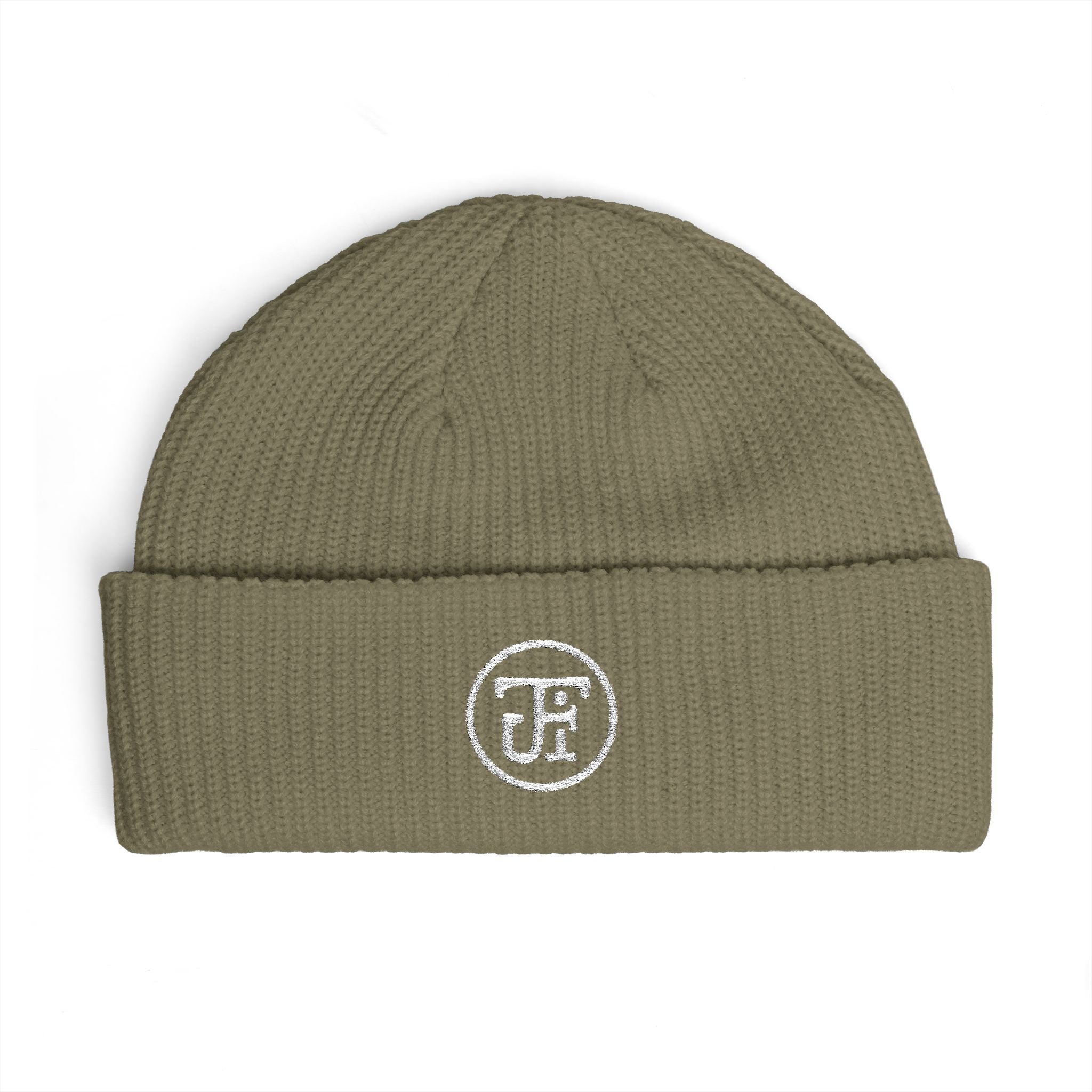Embroidered Circle Monogram Cuff Beanie