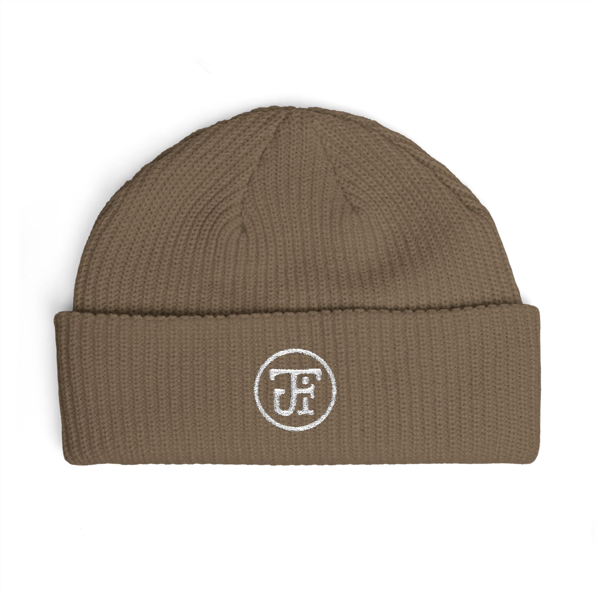Embroidered Circle Monogram Cuff Beanie