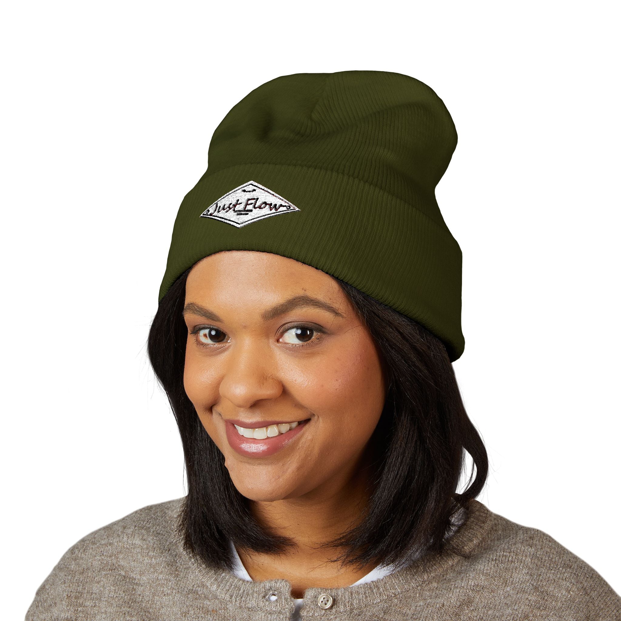 Embroidered Diamond Badge Beanie
