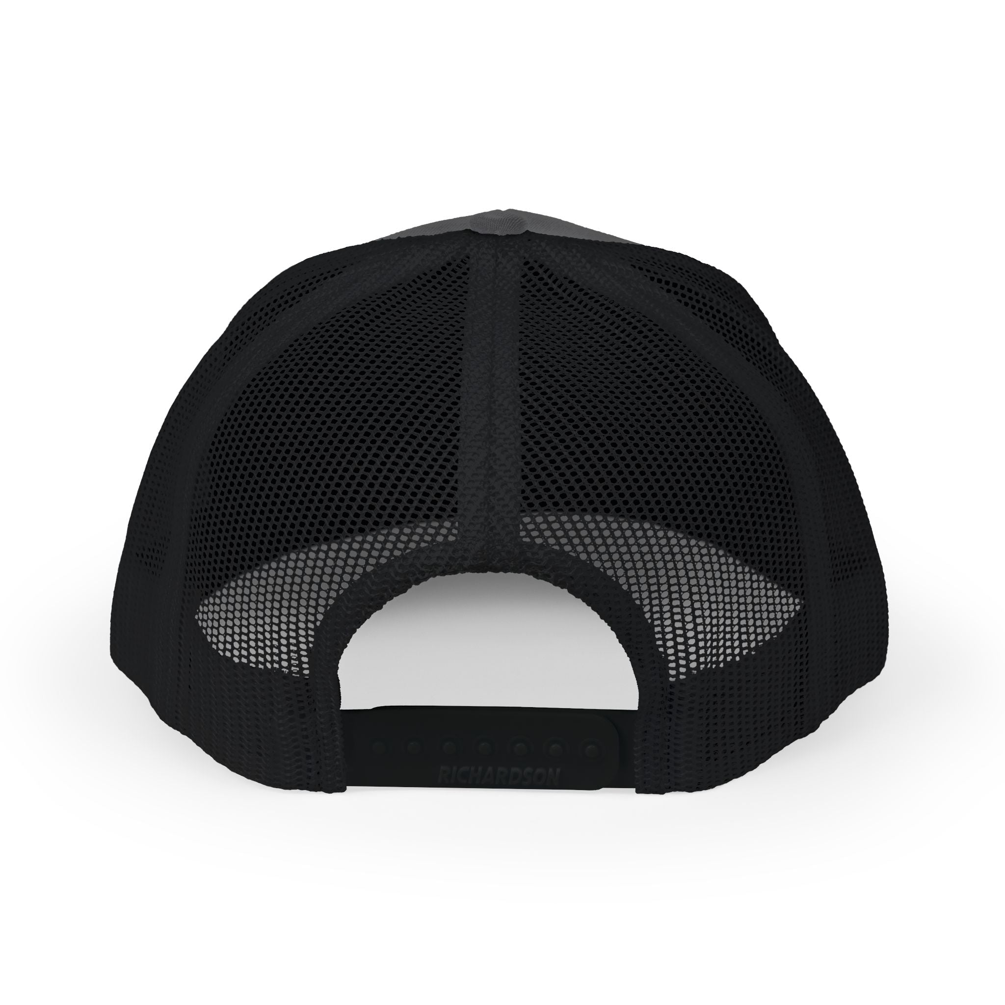 Embroidered Circle Logo Trucker Cap — Charcoal & Heather Grey Snapback