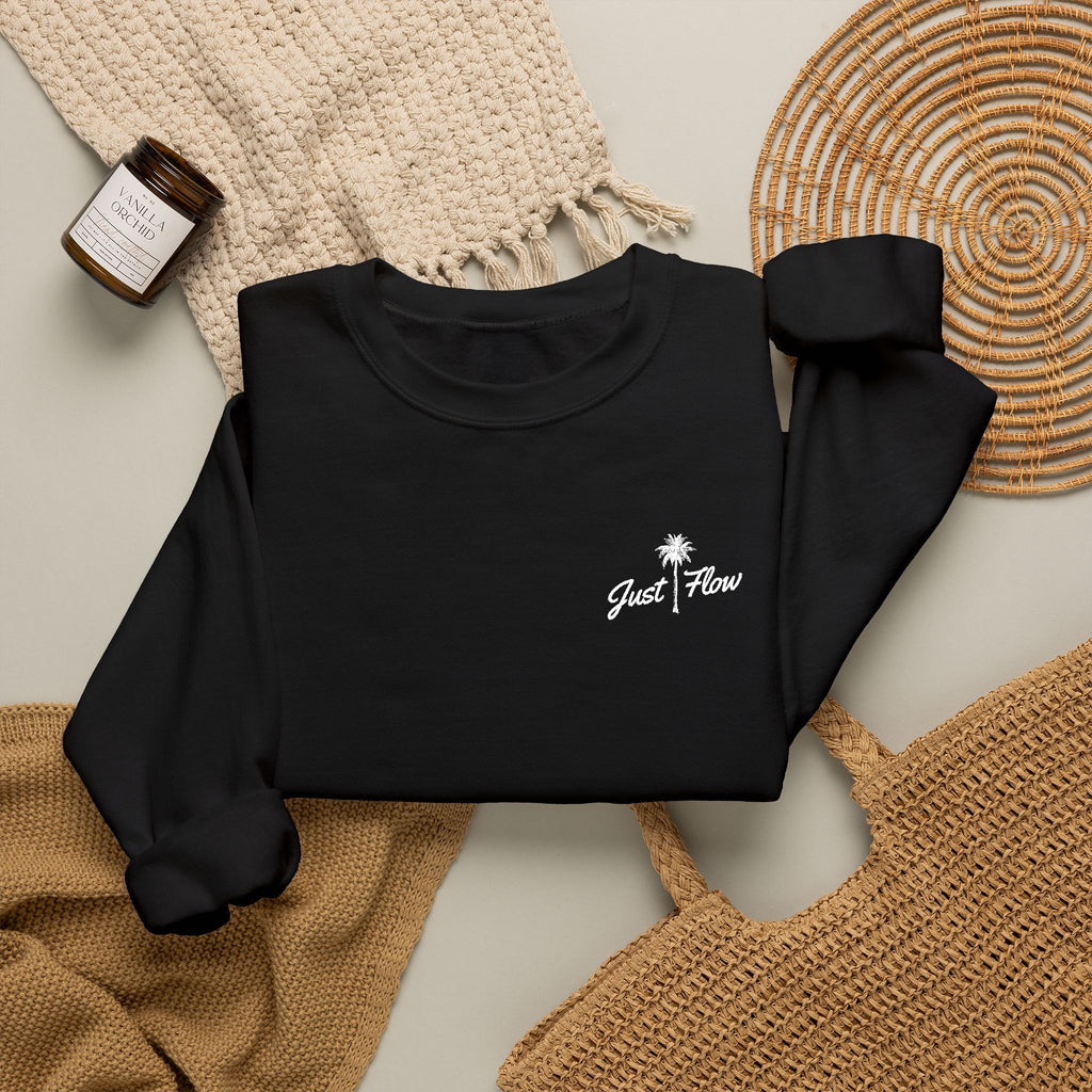 Minimal Black Crewneck Sweatshirt with Small Chest Logo