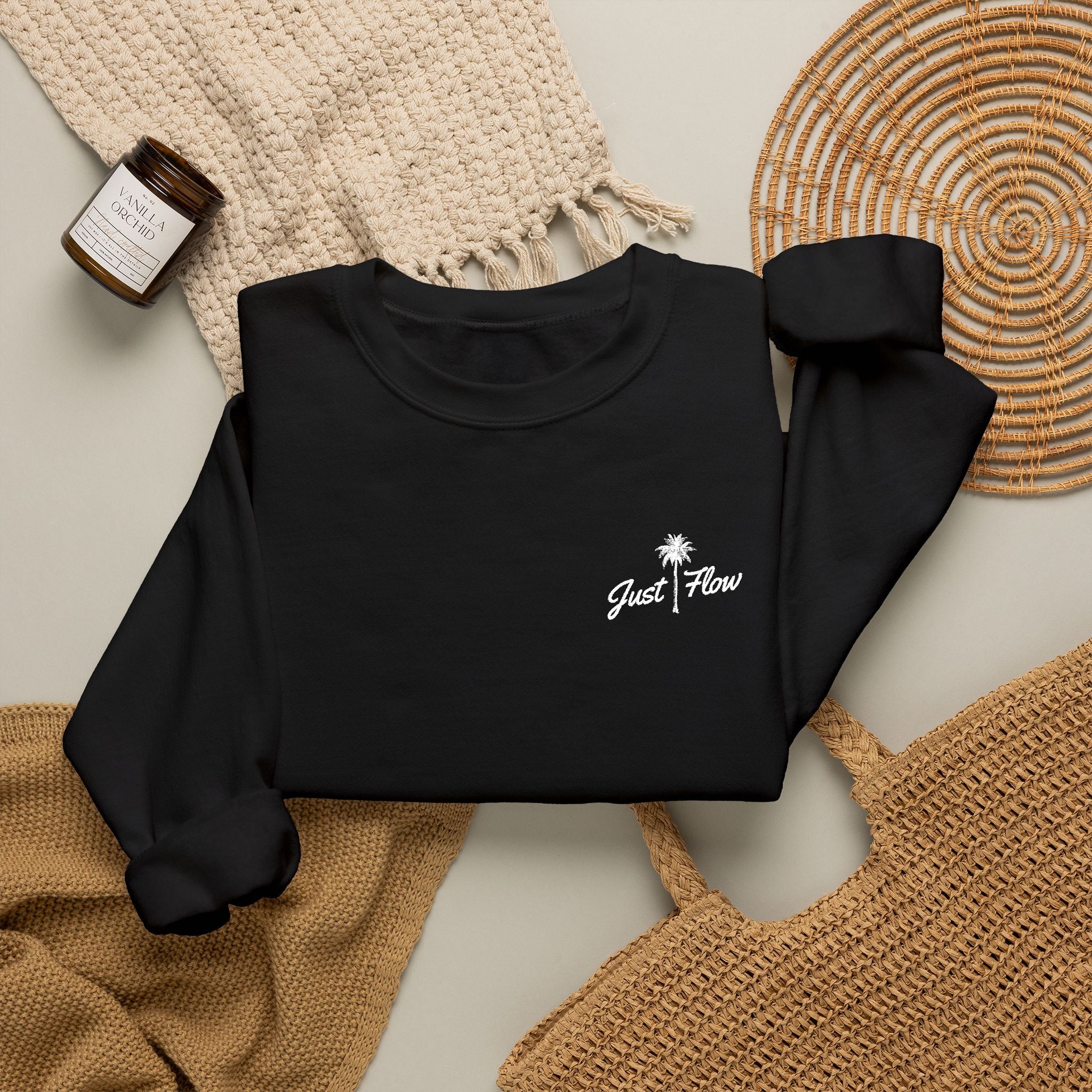 Minimal Black Crewneck Sweatshirt with Small Chest Logo