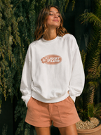 Hibiscus Oval Oversized Crew in white, garden greenery