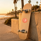 Circular Wave Crest sticker, bone crest on an orange background, in use