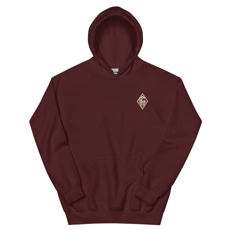 Vertical Wave Diamond DTF Hoodie in Maroon, front