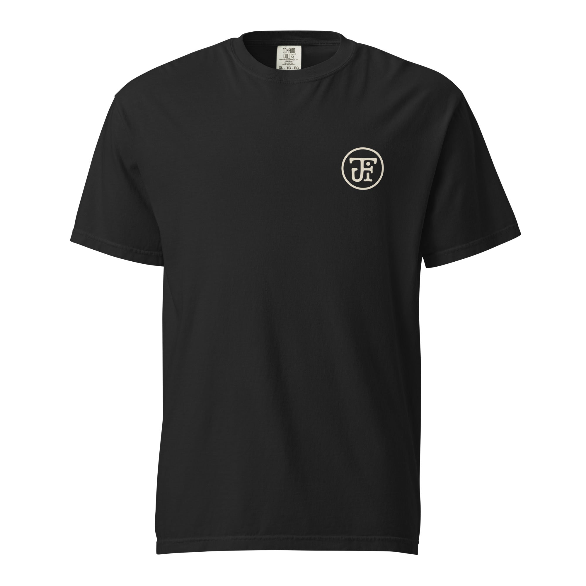 After Dark Heavyweight Tee - washed Black, front, JFI monogram at left chest