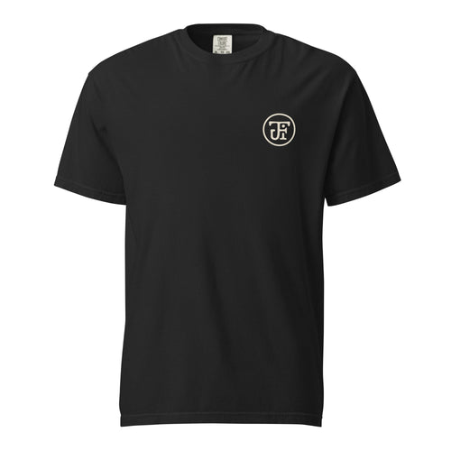 After Dark Heavyweight Tee - washed Black, front, JFI monogram at left chest