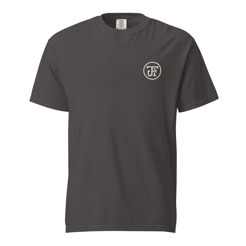 After Dark Heavyweight Tee - washed Graphite, front, JFI monogram at left chest