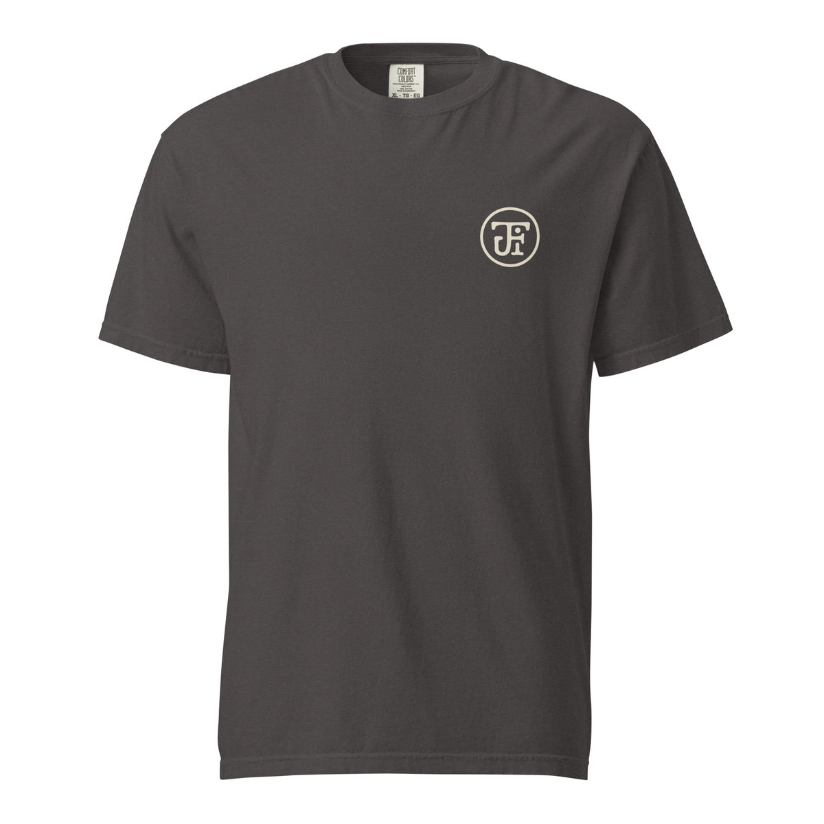 After Dark Heavyweight Tee - washed Graphite, front, JFI monogram at left chest