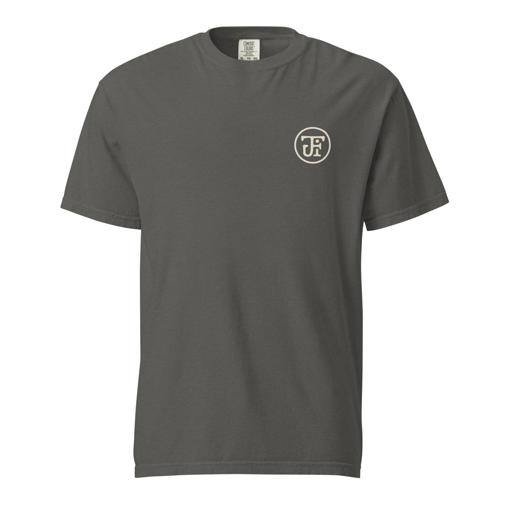 After Dark Heavyweight Tee - washed Pepper, front, JFI monogram at left chest