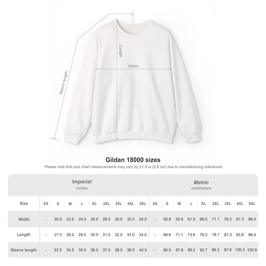 Gildan 18000 crew size chart