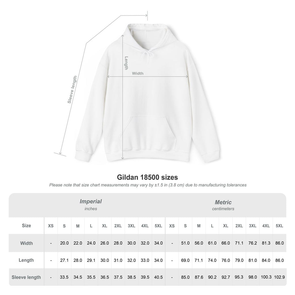 Gildan 18500 hoodie size chart