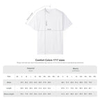 Comfort Colors washed tee size chart