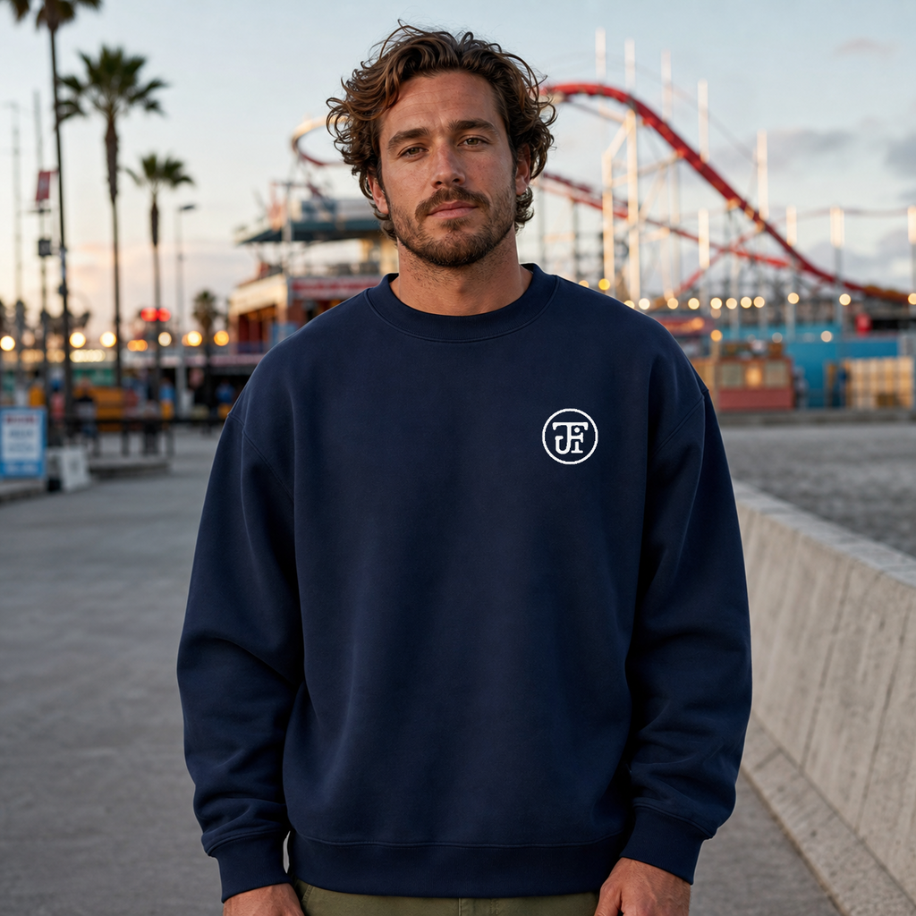 Monogram Graphic Oversized Sweatshirt lifestyle hero, Southern California night