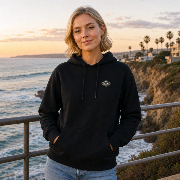 Horizontal Wave Diamond Embroidered Hoodie, lifestyle