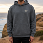 Horizontal Wave Diamond DTF Hoodie in Dark Heather, front