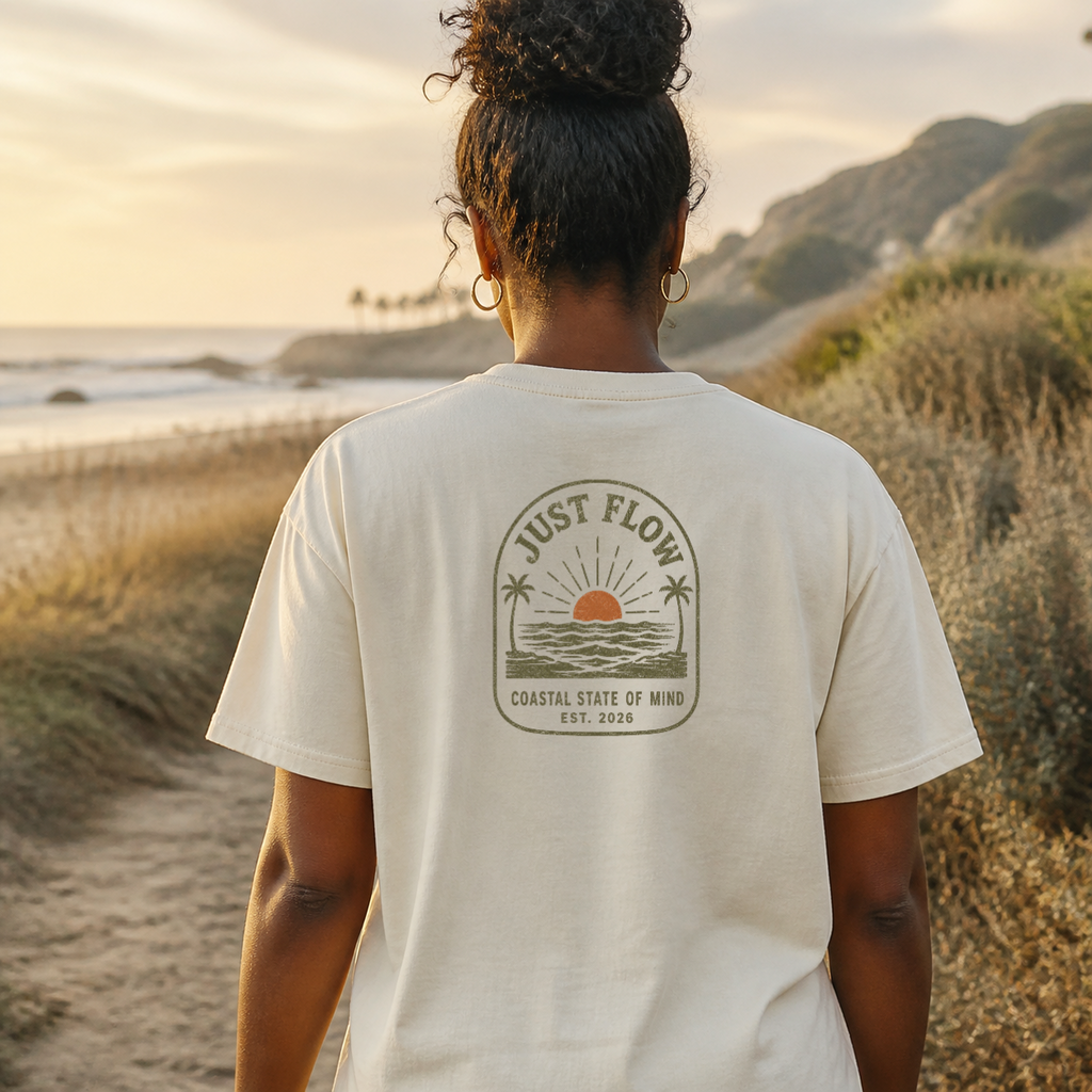 Coastal Sunset Heavyweight Tee back lifestyle