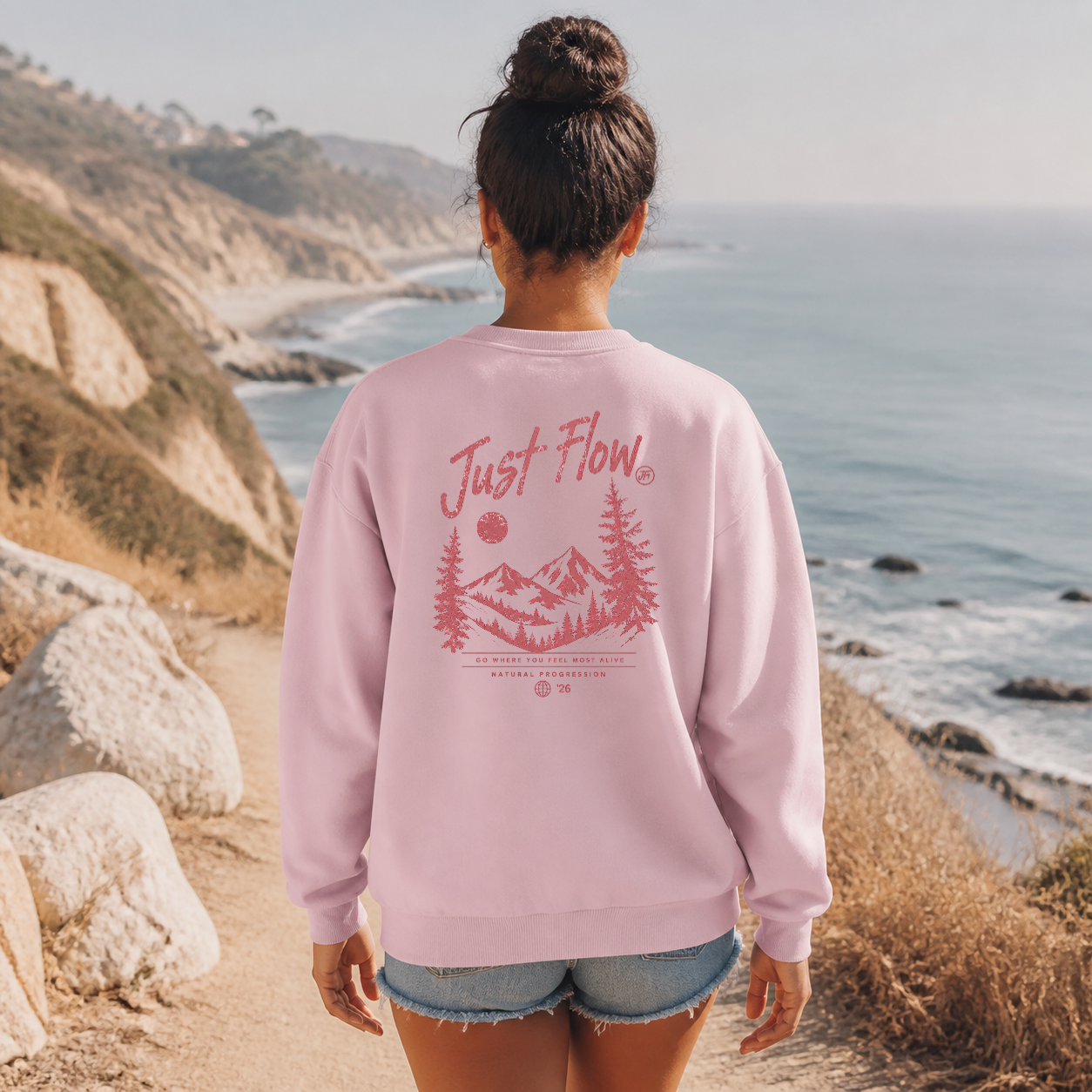 Mountain Script Crew Sweatshirt back lifestyle