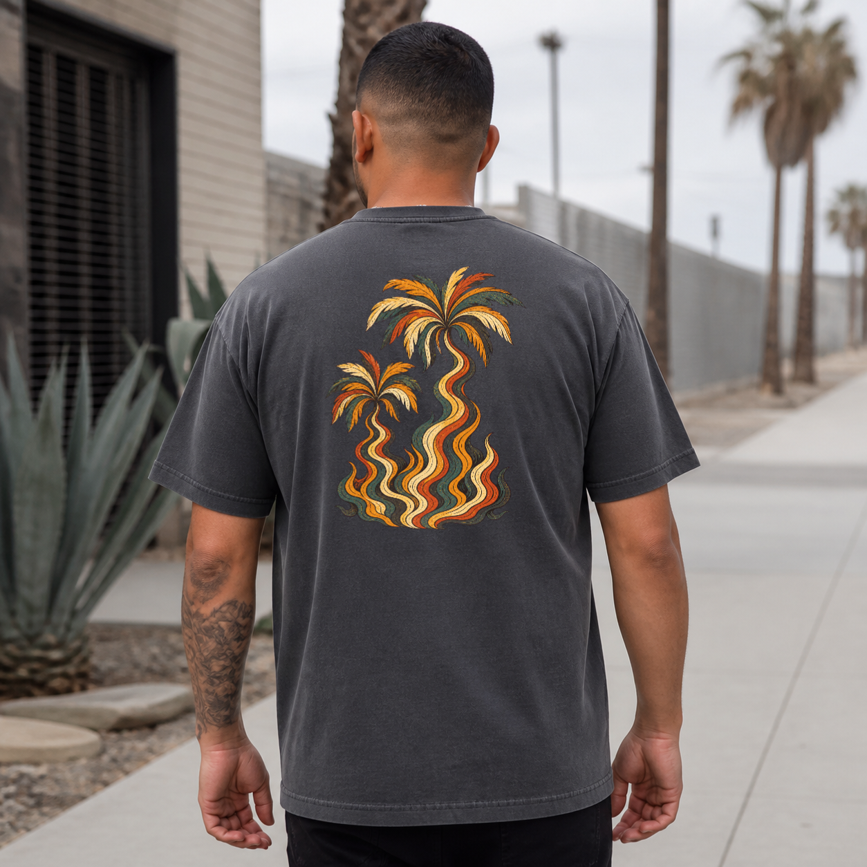Palm Smoke Heavyweight Tee back lifestyle