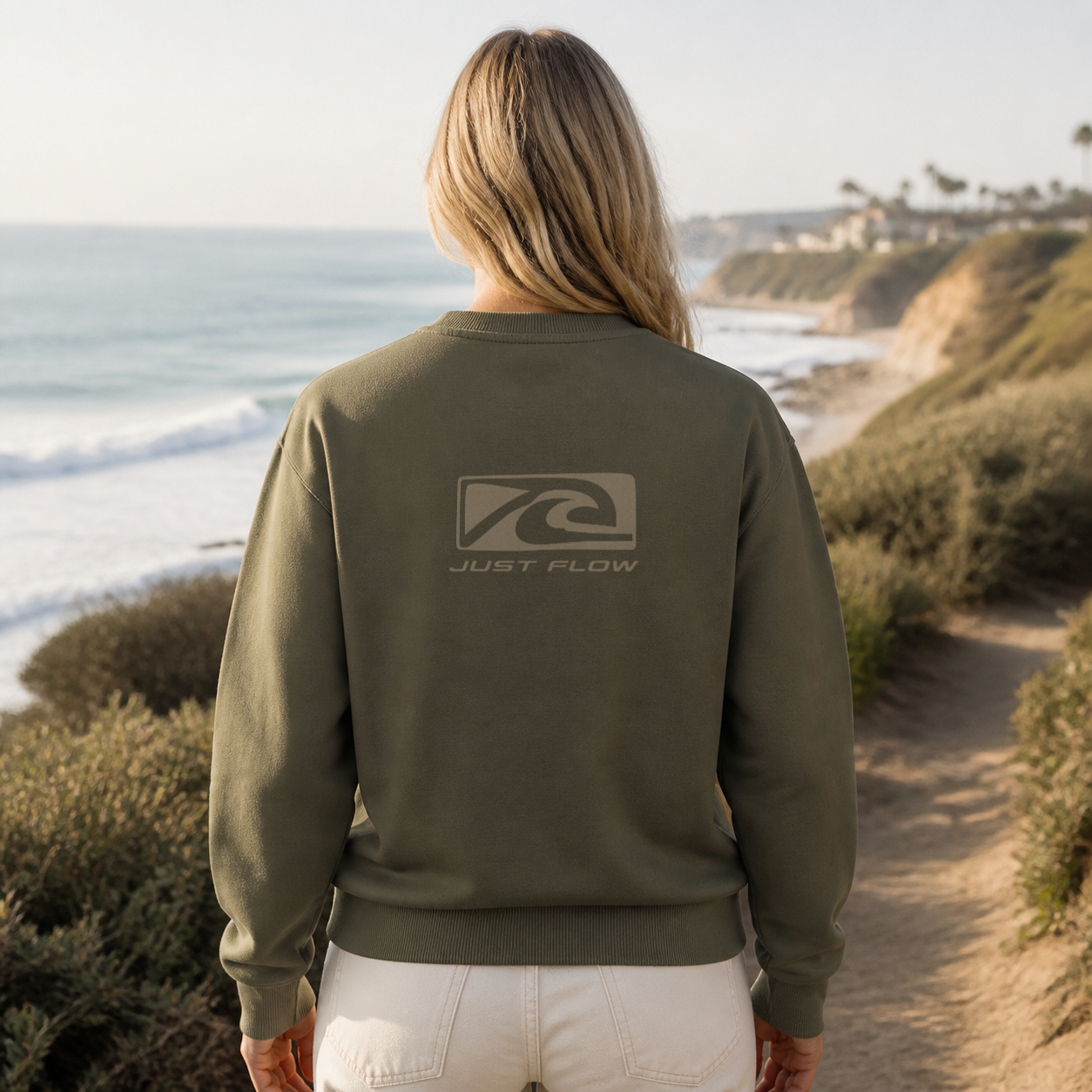 Wave Badge Crew Sweatshirt back lifestyle