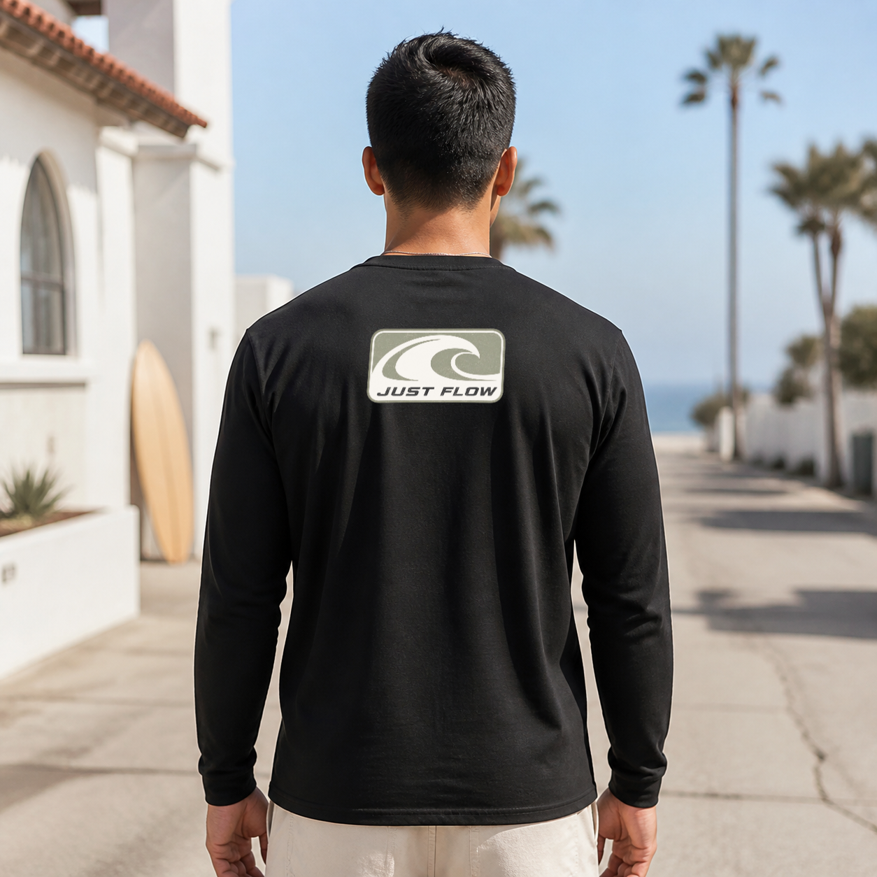 Wave Badge Long Sleeve Tee back lifestyle