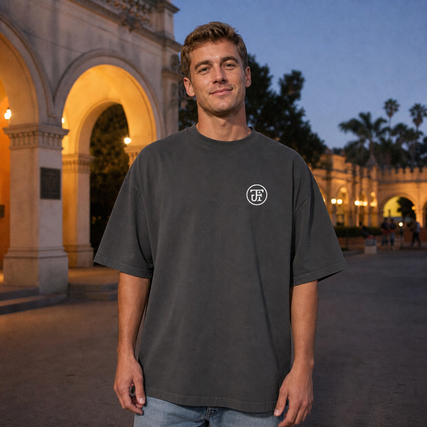 JFI Monogram Oversized Tee in Faded Coal, lifestyle