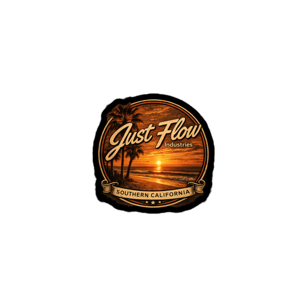 Golden Hour Sunset Badge circle sticker, 3 inch, product proof