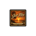 Golden Hour Sunset Badge rectangle sticker, 3 inch, product proof