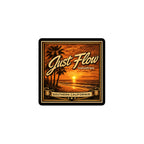 Golden Hour Sunset Badge rectangle sticker, 3 inch, product proof