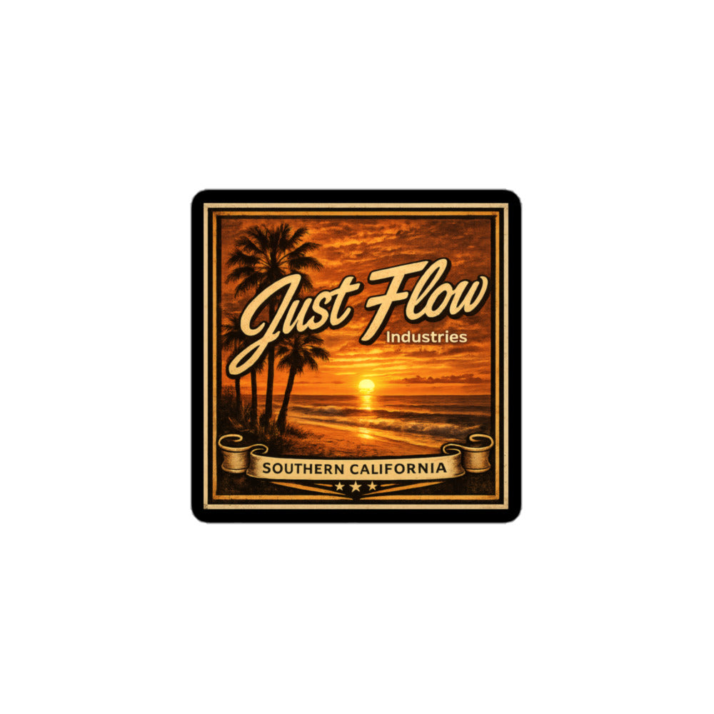 Golden Hour Sunset Badge rectangle sticker, 3 inch, product proof
