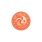 Circular Wave Crest sticker, bone crest on orange, product proof