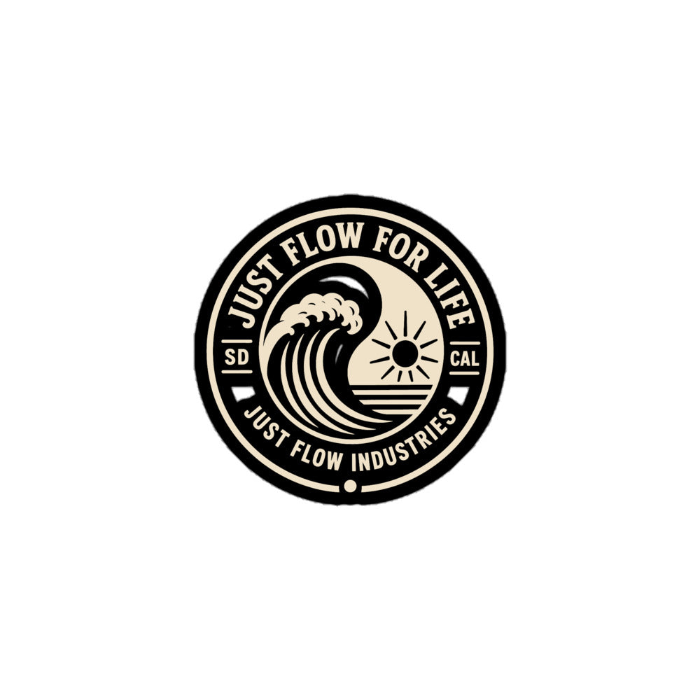 Circular Wave Crest sticker, bone crest on black, product proof