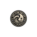 Circular Wave Crest sticker, bone crest on black, product proof