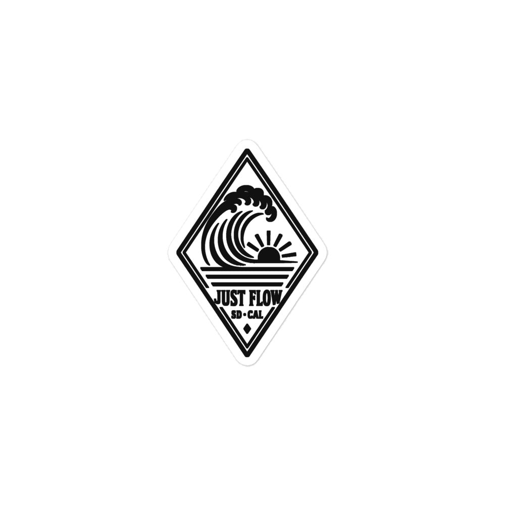 Vertical Wave Diamond sticker, black mark on white, product proof