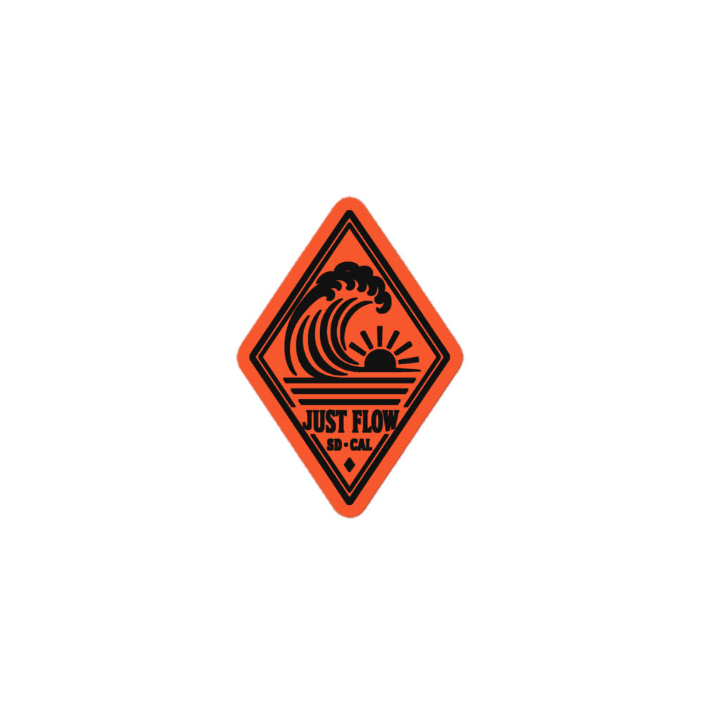 Vertical Wave Diamond sticker, black mark on orange, product proof