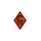 Vertical Wave Diamond sticker, black mark on orange, product proof