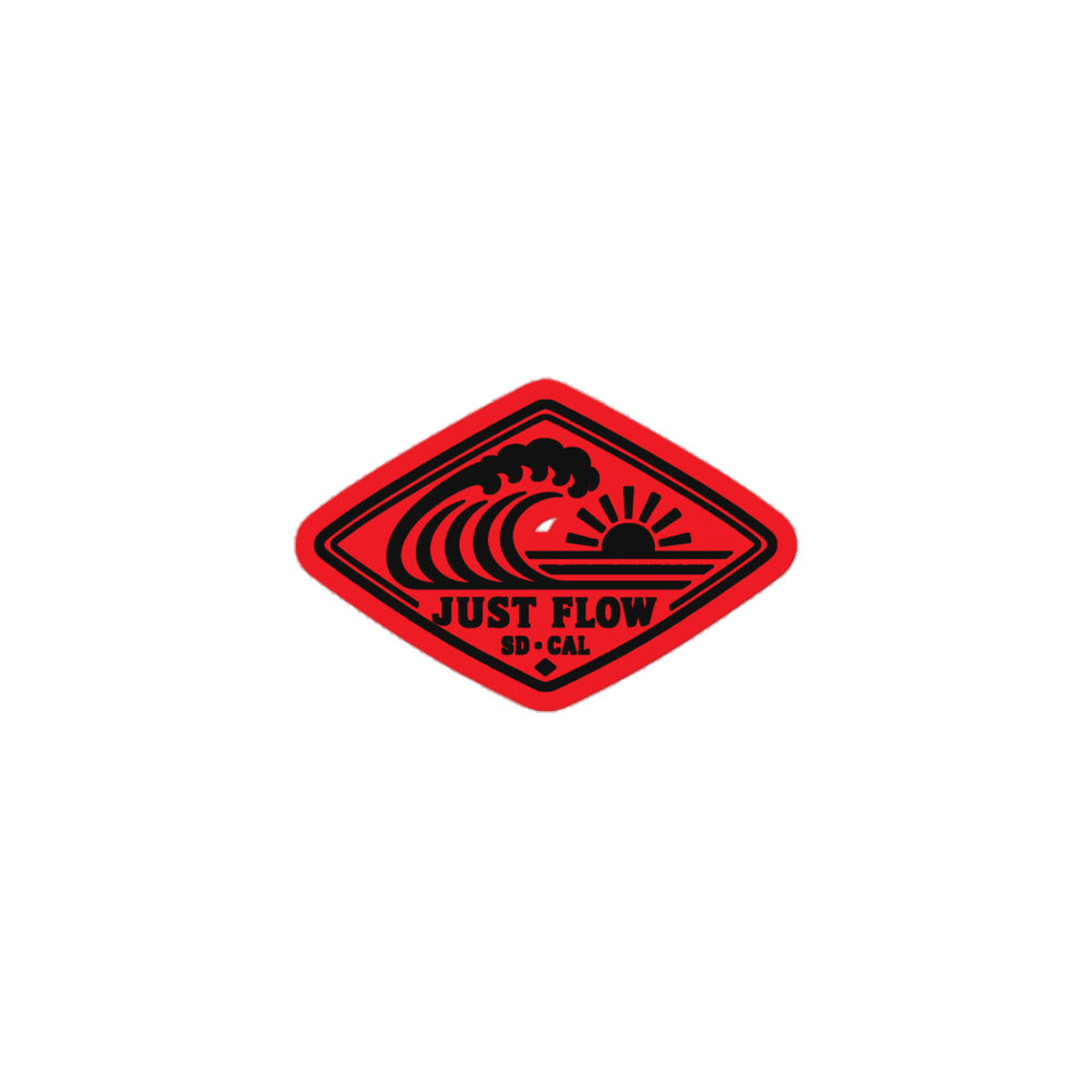 Horizontal Wave Diamond sticker, black mark on red, product proof
