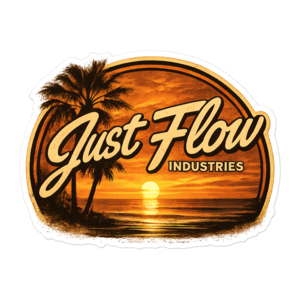 Golden Hour Sunset Badge oval sticker, 5.5 inch, product proof