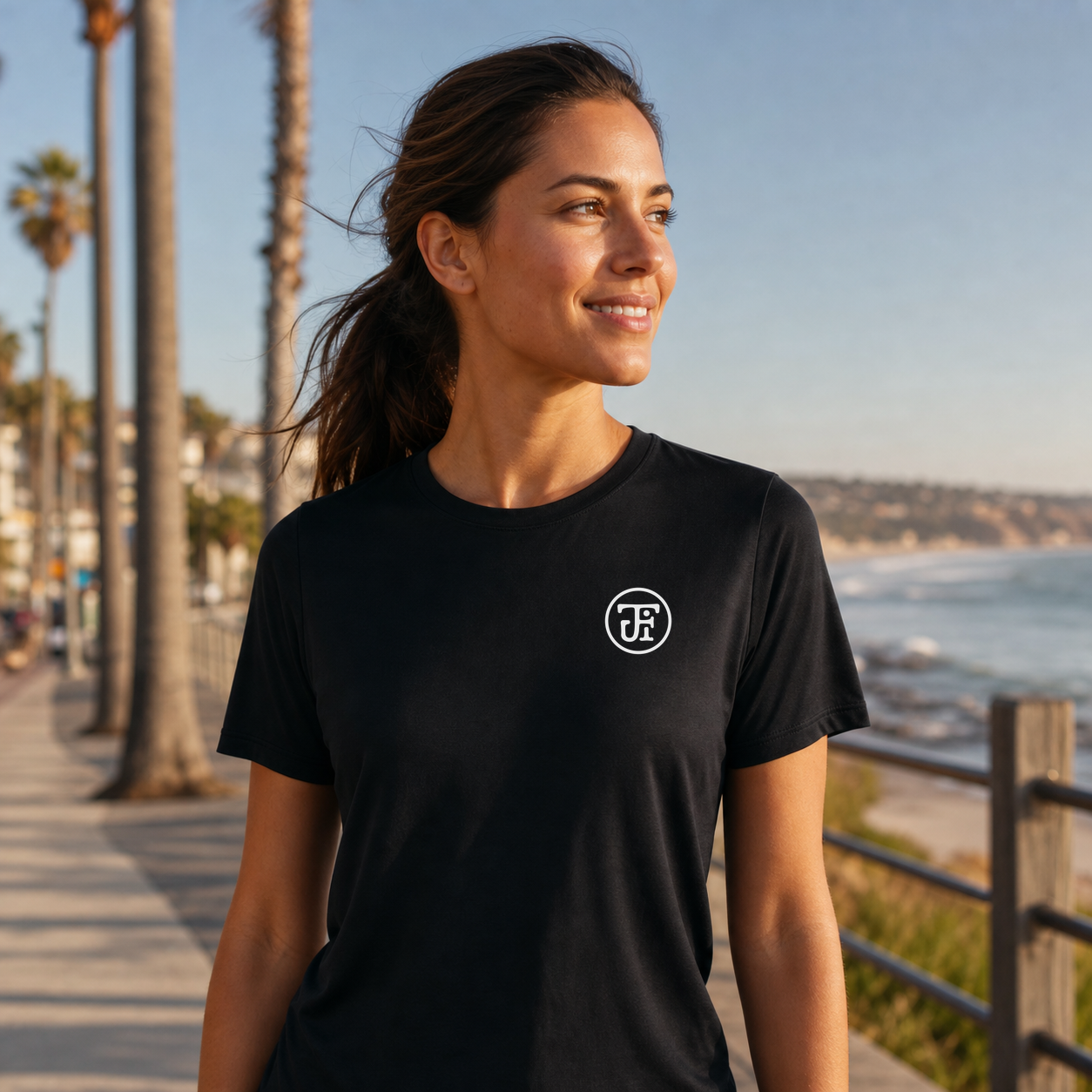 Monogram Graphic Lightweight Tee dark colorway lifestyle hero