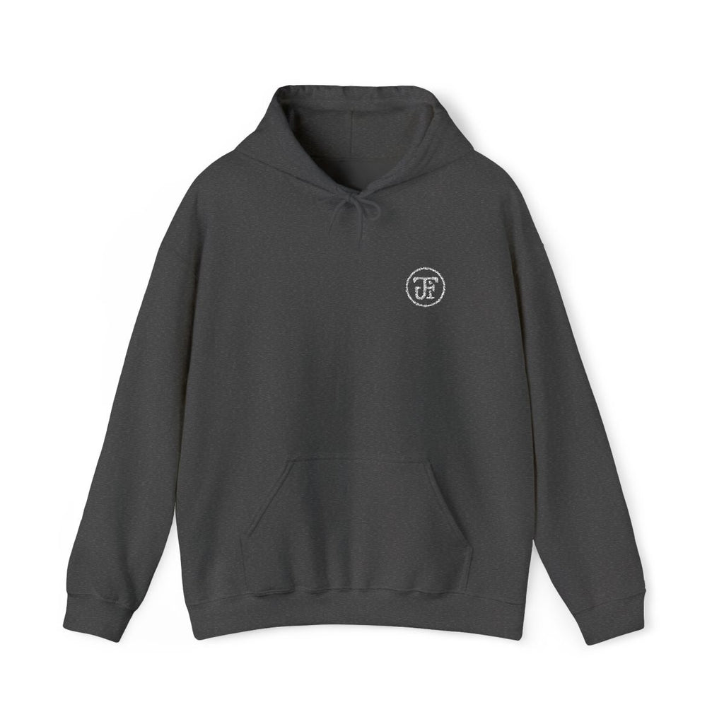 Monogram Embroidered Hoodie in Dark Heather, front