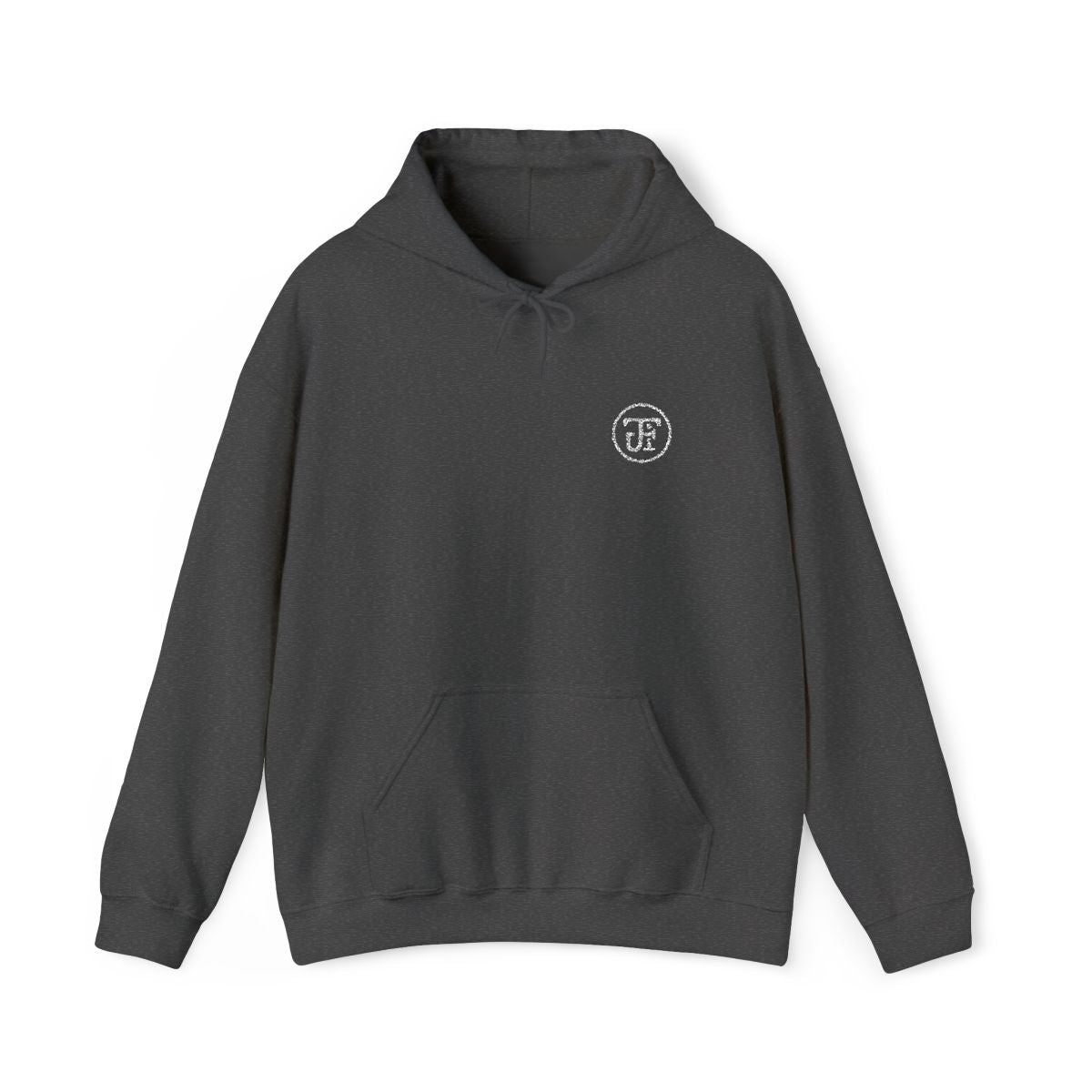Monogram Embroidered Hoodie in Dark Heather, front