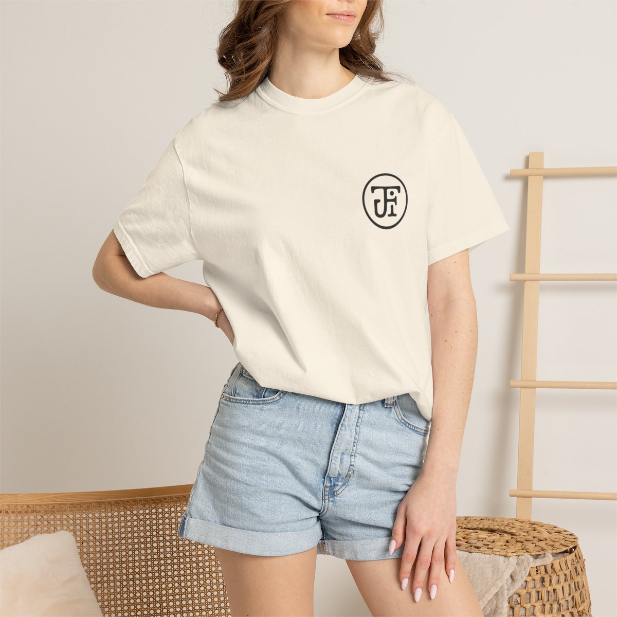 Monogram Washed Tee — Ivory / Butter